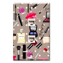 Art Plates - Two Port RJ45 Ethernet decorative printed keystone style wall plate. Works with Cat5 through Cat8 cables. Female to Female Connections. - Cosmetics