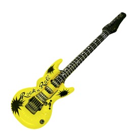 Inflatable Guitar Yellow Rock Star Blow Up Toy Photo Prop Music Instrument Party Favour Costume Fancy Dress Up