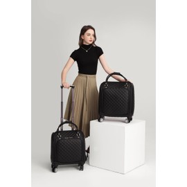 VH&GRED Luxury Carry on Luggage with Universal Wheels 16-Inch Lightweight Travel Small Suitcase Diamond Stitching Synthetic Leather Bag