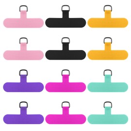 Yuomeaz 12 Pcs Phone Tether Tab, Safety Lanyard Patch Adjustable Strap, Adjustable and Removable Universal Cell Phone Multifunctional Patch without Adhesive (6 colors)