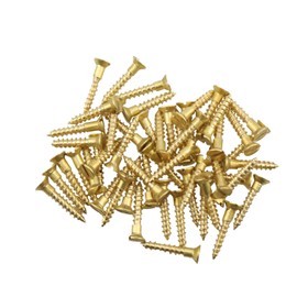 Pre-Drilling Screw MEETOOT 25pcs Brass Slotted Countersunk Head Screws Flat Self-Tapping Wood Bolt Woodworking Screws Furniture Hardware #2 x 1/2Inch (M2 x 12mm), Gold