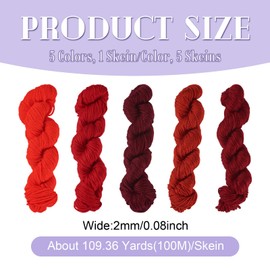 Craftdady 109.36 Yards Weaving Acrylic Fiber Yarn Red Color Theme Yarns Gradient Color Fiber Yarn 5 Colors Hat Scarf Accessories Weaving Knitting Crochet Crafting for Christmas Party Supplies