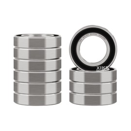 XIKE 10 Pcs 6802-2RS Bearings 15x24x5mm, Double Rubber Seals and Pre-Lubricated, Deep Groove Ball Bearing.