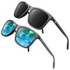 GQUEEN Lightweight Al-Mg Temple Polarised Sunglasses Mens Womens 2 Pack