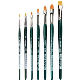 Da Vinci 122 Series Watercolour Brushes Set of 7 Nova Synthetic Hobby Brushes Fibres Green 0, 1, 2, 4, 6, 8, 10. Made in Germany