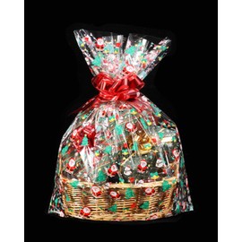 60 cm x 78 cm Christmas Cellophane Bags for Gift Baskets for Clear Baskets Bags Large Cello Bags (10 Pieces)