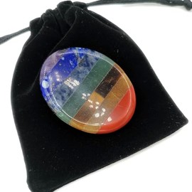 General Gemstone Thumb Worry Stone for Anxiety, 7 Chakra Crystals Healing Stones, Oval Chakra Worry Stone, Meditation Crystal