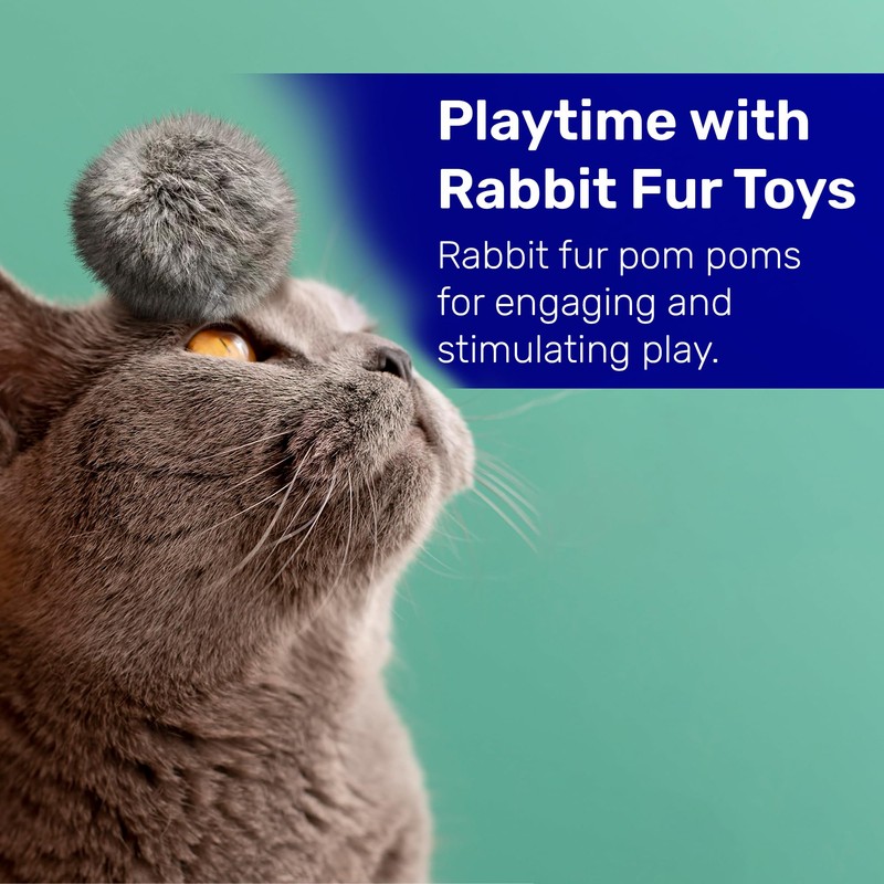 Kats'N Us 2 Inch Real Rabbit Fur Pom Pom Cat