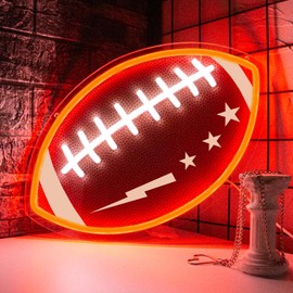 Radineon Football Neon Sign for Wall Decor,Dimmable UV Print Led Football Shape Neon Light for Boys Room Decor,USB Powered Football LED Signs for Man Cave,Bedroom,Game Room,Rugby Gifts for Boys Teens