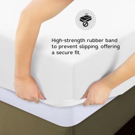 Extra Deep Single Fitted Sheet – 100% Organic Cotton Flannel, breathable, wrinkle-free, anti-slip, shrink-resistant, double-stitched, offering breathable comfort for deep mattresses (White, King)