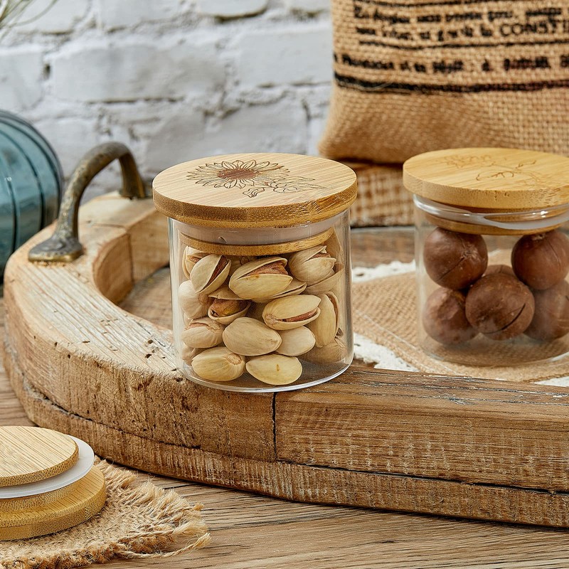 Gueevin 18 Pieces Yogurt Jar Lids Bulk Bamboo Wooden Lids