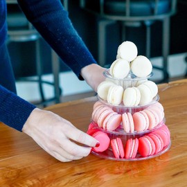 Pink Macarons Assortment - Baby Shower Macaroons - It's a Girl - French Cookies Set - Gluten Free - Handmade by french chefs - Assorted pink theme Macarons (4-Tier Tower with 36 Macarons)