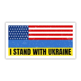BAVAHA (3pcs) [7.5"x3.75"] I Stand with Ukraine Bumper Sticker Ukraine Ukrainian Stickers Ukraine Flag United State Support Ukraine Decal Political Resist Bumper Decal for Car Truck Auto Windows