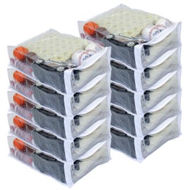 Set of 10 Clear Vinyl Zippered Sweater Clothing Storage Bags 11 x 15 x 4