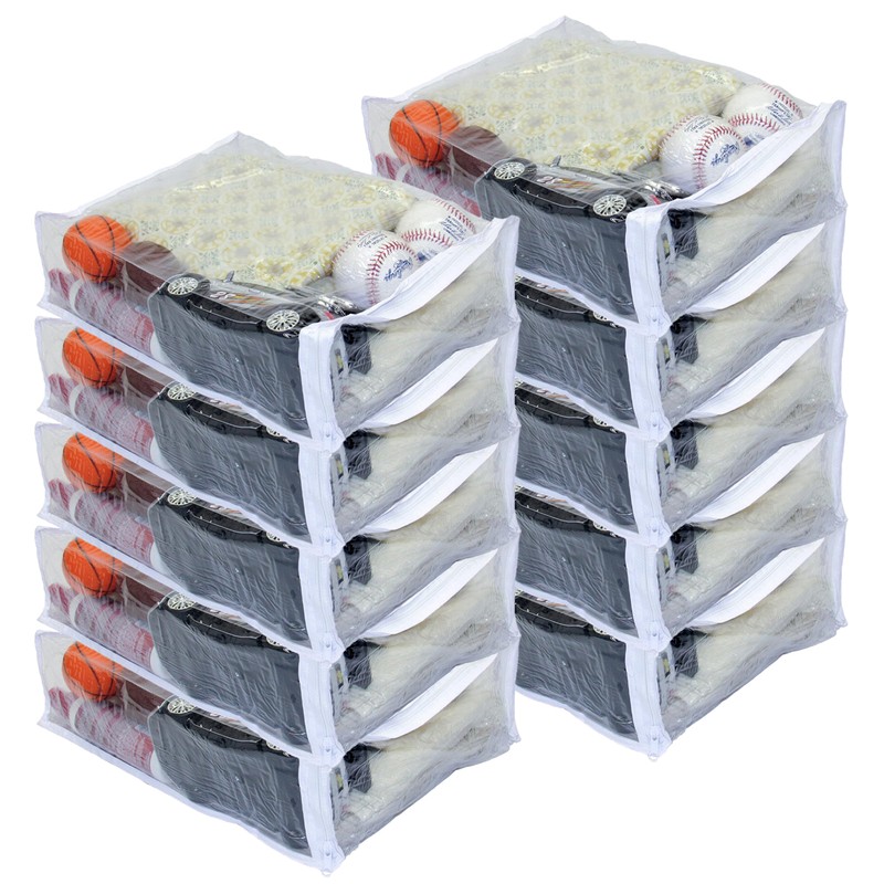 Set of 10 Clear Vinyl Zippered Sweater Clothing Storage Bags