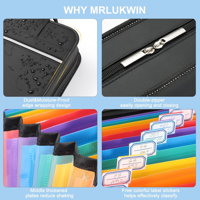 MRLUKwin PU Leather Accordion File Organizer with Handle & Strap，12
