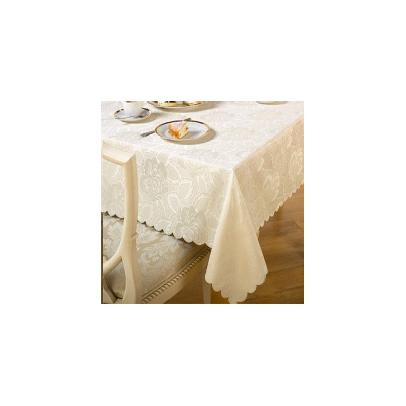 Emma Barclay Damask Rose Tablecloth, Cream, 52 x 52 Inch