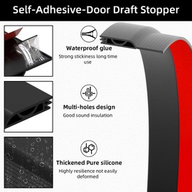 Door Draft Stopper for Bottom of Door, Adjustable Weather Stripping Door Seal for Cold Insulation, Under Door Sweep for Exterior & Interior Doors, Door Bottom Seal Blocker Noise (39inch,Black)