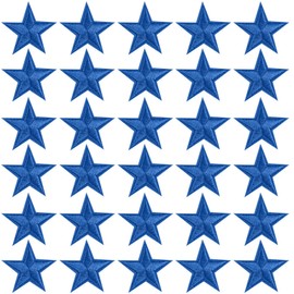 AUEAR, 30 Pack Blue Star Sew On Iron Patch Embroidered Appliques for DIY Craft Repair Decorations
