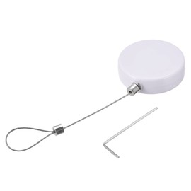 MECCANIXITY Round Retractable Cable Lock with Self-Adhesive, Remote Control Security Lock Anti-Lost Rope Hardware Cable Lock 600g Tensile Force White Pack of 2