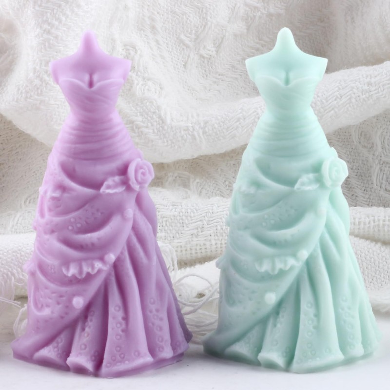 Wedding Dress Candle Silicone Mold Princess Dress Resin Casting Molds