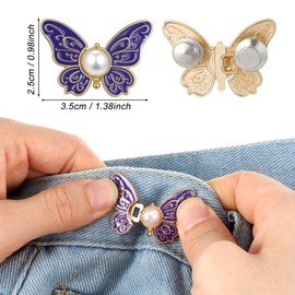 Ymapinc 8 Pcs Butterfly Pants Waist Tightener Clips for Women, Decorative Butterfly Waist Knots for Pants, Adjustable No Sew Jean Buttons Buckle for Loose Jeans