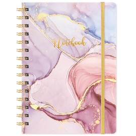 A5 Notebook - Artfan Notebook A5 Twin-Wire Binding, Elastic Closure, Premium Lined Pages, 21 cm × 16 cm, Pink and Gold