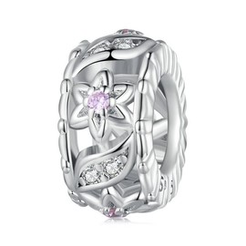 PAHALA 925 Sterling Silver Rococo Hanging Flower Charm Bead