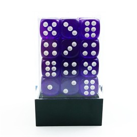 Bescon 12mm 6 Sided Dice 36 in Brick Box, 12mm Six Sided Die (36) Block of Dice, Translucent Purple with White Pips
