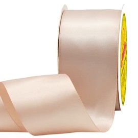 LEEQE Double Face Vanilla Satin Ribbon 2 inch X 25 Yards Polyester Vanilla Ribbon for Gift Wrapping Very Suitable for Weddings Party Hair Bow Invitation Decorations and More