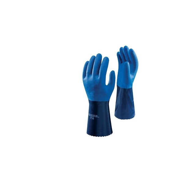 Showa Gloves SHO720-M No.720 NBR Gauntlet Glove, Size: M, Blue