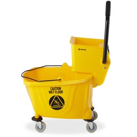 Commercial Mop Bucket with Side Press Wringer, Yellow, 33 Quart