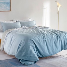 SLEEP ZONE Ombre Grey Blue Twin Size Printed Duvet Cover Set for Kids with Zipper Closure & 8 Corner Ties, Soft Breathable All Seasons Comforter Cover Set 2 Pieces (Twin)