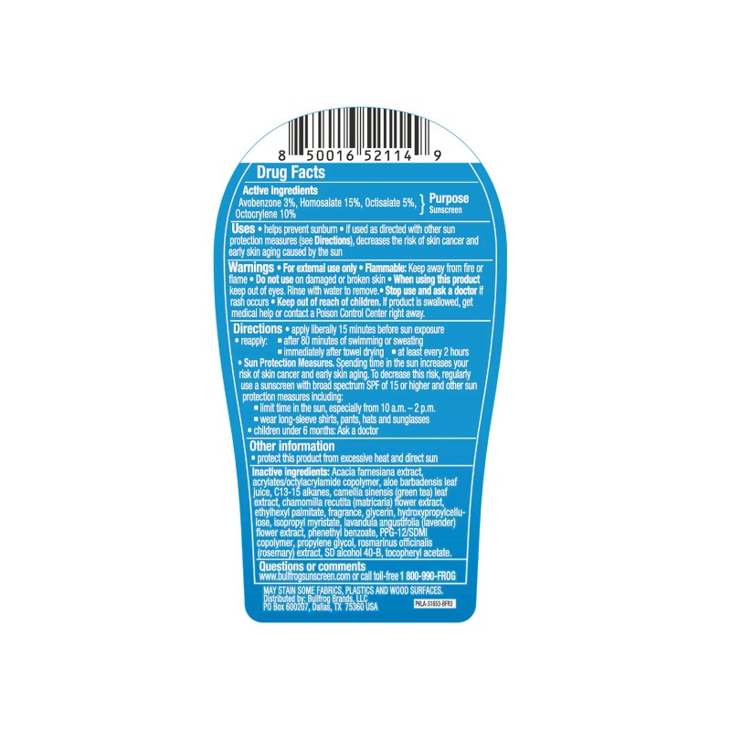 Bullfrog 5 Fl Oz Sunscreen Broad Spectrum UVA UVB Waterproof