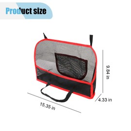 BDZMC Car Net Pocket Handbag Holder, Barrier of Backseat Pet Kids Between Front Seats, Large Capacity Purse Holder for Car, Car Backseat Storage Organizer Netting Pouch for Women Men (Red)