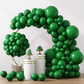 rubfac RUBFAC 129pcs Dark Green Balloons Different Sizes 18 12 10 5 Inches Emerald Green Latex Balloon Garland Arch for Masquerade Party Decorations Birthday Baby Shower Wedding Safari Jungle Party Supplies