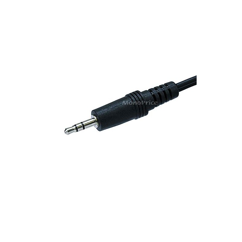 Monoprice 100665 Stereo Plug/2 RCA Plug Cable, 3.5mm, 6-Inch, Black