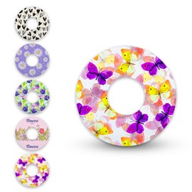 Sensor Adhesive Bandage Patches for Libre 2 & Lingo Cover Waterproof with Hole, Flower Style (5 Styles) ，Pack of 20pcs