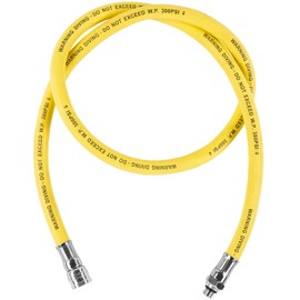 IST Yellow 84 Inch Low Pressure Rubber Regulator Hose with Screw On Valve Fittings