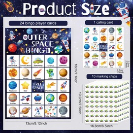 Shappy 35 Pcs Outer Space Party Bingo Cards 24 Players Outer Space Birthday Party Games Bingo Games for Adults Family Activities Birthday Wedding Party Favors Gifts