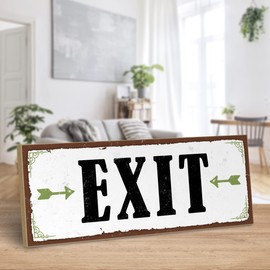 ARTFAVES® Wooden Sign with Saying – Exit, Shabby Chic Vintage Sign, Decorative Gift for Home, Office, Size: 28 x 10 cm