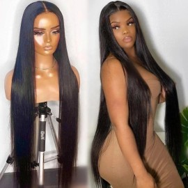Factory 26 Inch Bone Straight HD Lace Frontal Wig 13x4 100% Human Hair Pre Plucked with 200% Density for Women Vietnamese Wigsstyle: Straight, color: Natural, stretched length: 20 Inches, Lace Size: 13x4