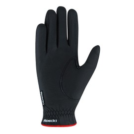 Roeckl Sports equestrian gloves LONA, ladies summer riding glove, black/red 6