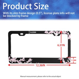 Mandark 2 PCS Car License Plate Frame, Flower Aluminum Automotive Plate Bracket Holders with Screws, Rustproof US Standard Vehicle Front Back License Plates Cover, Universal Fit