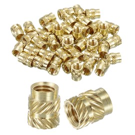 sourcing map Knurled Insert Nuts, 60pcs M5 x 8.5mm Length x 7mm OD 3D Printing Brass Nuts Female Threaded Inserts Brass Heat Set Insert Embedment Nut