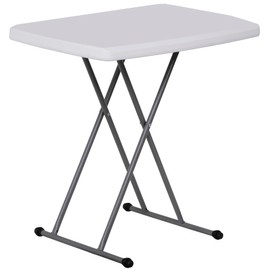 SUPER DEAL 2.5 Foot Plastic Folding Table, Indoor Outdoor Portable Heavy Duty Adjustable Height Kitchen or Camping Barbecues Picnic Party Table, White