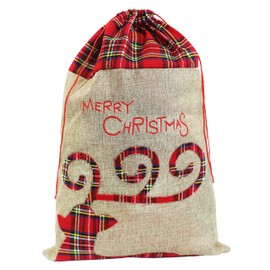 Hooin 2PCs Santa Sacks. Christmas Sack bags with drawstring. Medium Size 40x58cm Each. Pack of 2.