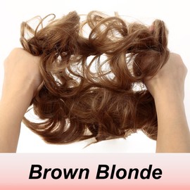 JJstar Messy Hair Bun Curly Wavy Hair Scrunchies Accessories Pieces for Women Girls Synthetic Chignons (Brown Blonde)