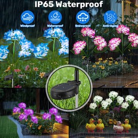 UILFHX Solar Flower Lights, Solar Garden Lights, 2Pack IP65 Waterproof LED Hydrangea Stake Lights for Garden Decor Pathway Patio Yard (Pink)