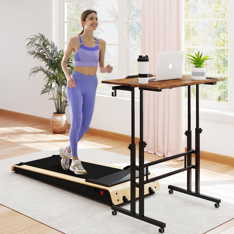 SIDUCAL Mobile Standing Desk with Charging Station, Portable Desk for